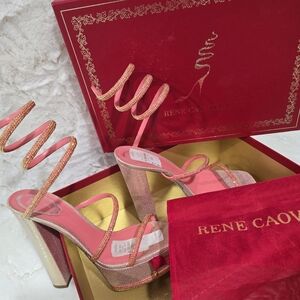 Rene Caovilla Pink and Peach Platform Sandals Size8.5